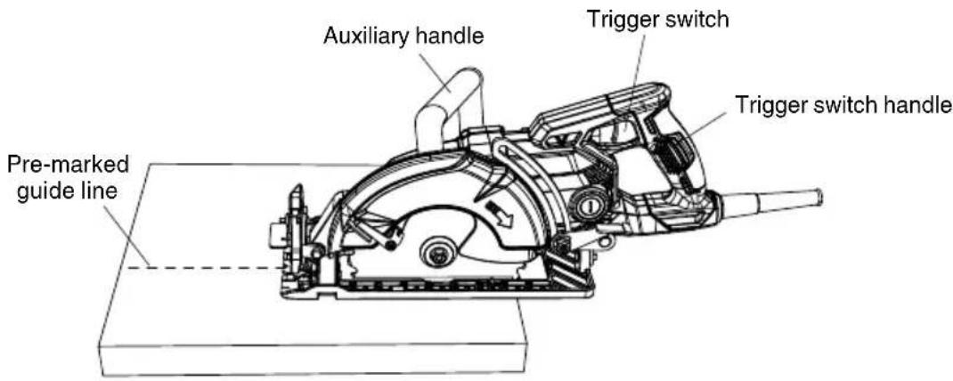HiKOKI C7WDM - Turning the saw on - 1