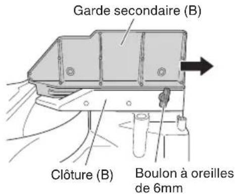 HiKOKI C12RSH2 - AVERTISSEMENT: Lors d'une coupe d'angle vers la gauche, desserrer la vis papillon de 6 mm, puis faites glisser la garde secondaire (B) vers l'extérieur. - 1