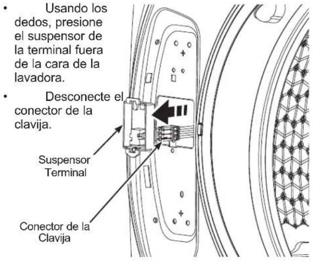 GE GFW550SPRRS - ⑥ RETIRE EL SUSPENSOR DE LA TERMINAL Y DESCONECTE EL CONECTOR DE LA CLAVIJA DE LA LAVADORA - 1
