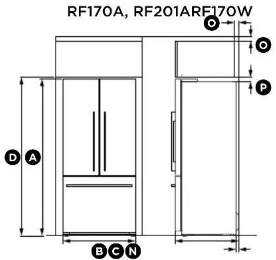 Fisher & Paykel RF135BDRX4_N - Dimensions du produit et de l'encastrement - 4