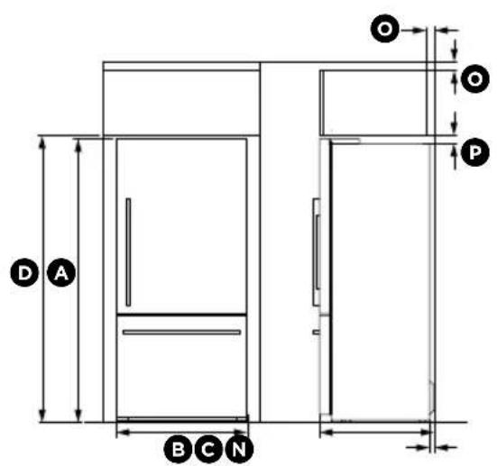 Fisher & Paykel RF135BDRX4_N - Dimensions du produit et de l'encastrement - 1