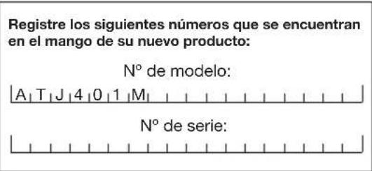 Snow Joe ATJ401M-GLD - Modelo y número de serie - 1