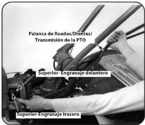 TROY-BILT Big Red - Procedimiento para cambiar la correa de rango alto a rango bajo - 1