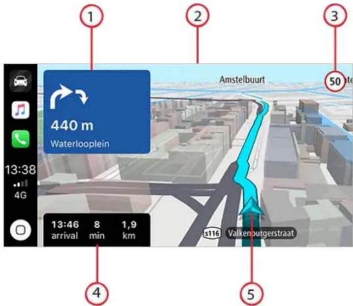 TOMTOM GO Navigation - Éléments à l'écran - 1