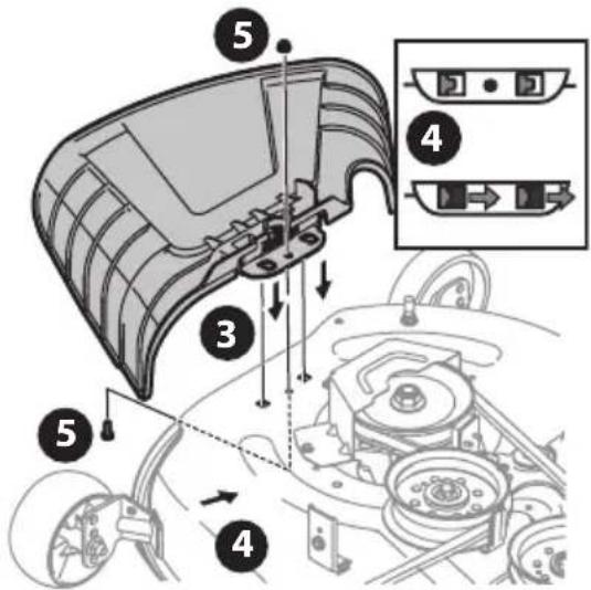 TROY-BILT Mustang Z54 - Colocacion del deflector del canal de descarga (si fuera Needed) - 1