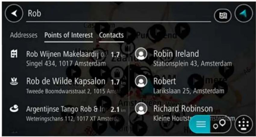 TOMTOM In-Dash app - Planifier un parcours vers un contact à l'aide de la recherche - 3