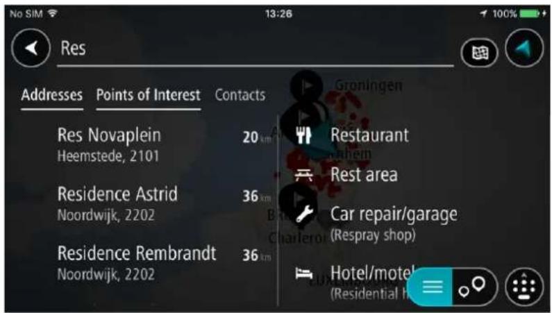 TOMTOM In-Dash app - Planifier un parcours avec un point d'intérêt à l'aide de la fonction de recherche - 3