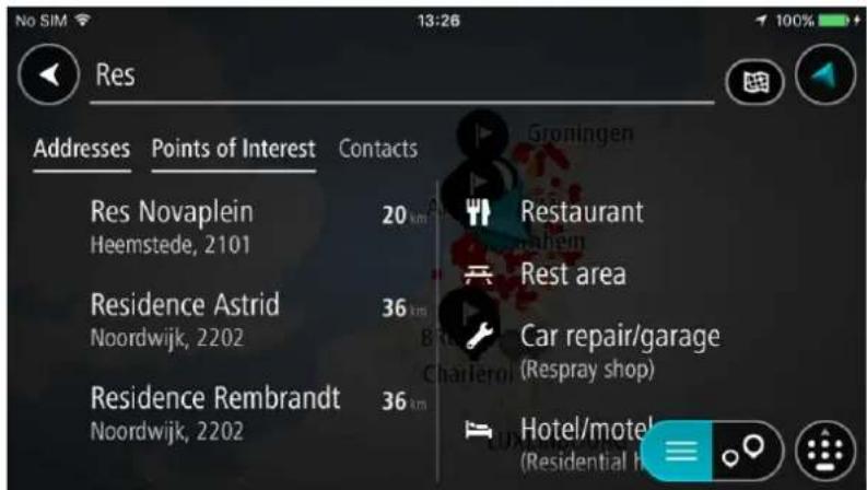 TOMTOM In-Dash app - Planifier un parcours avec un point d'intérêt à l'aide de la fonction de recherche - 3