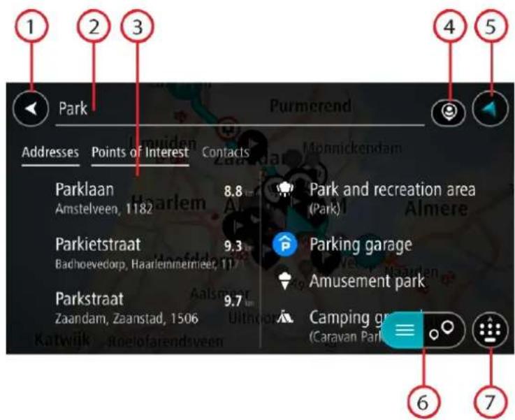 TOMTOM In-Dash app - Saisir des termes de recherche - 1