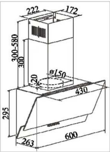 222 172 300-580 300 20 ø150 430 295 263 600