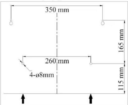 350 mm 165 mm 260 mm 4-ø8mm 115 mm