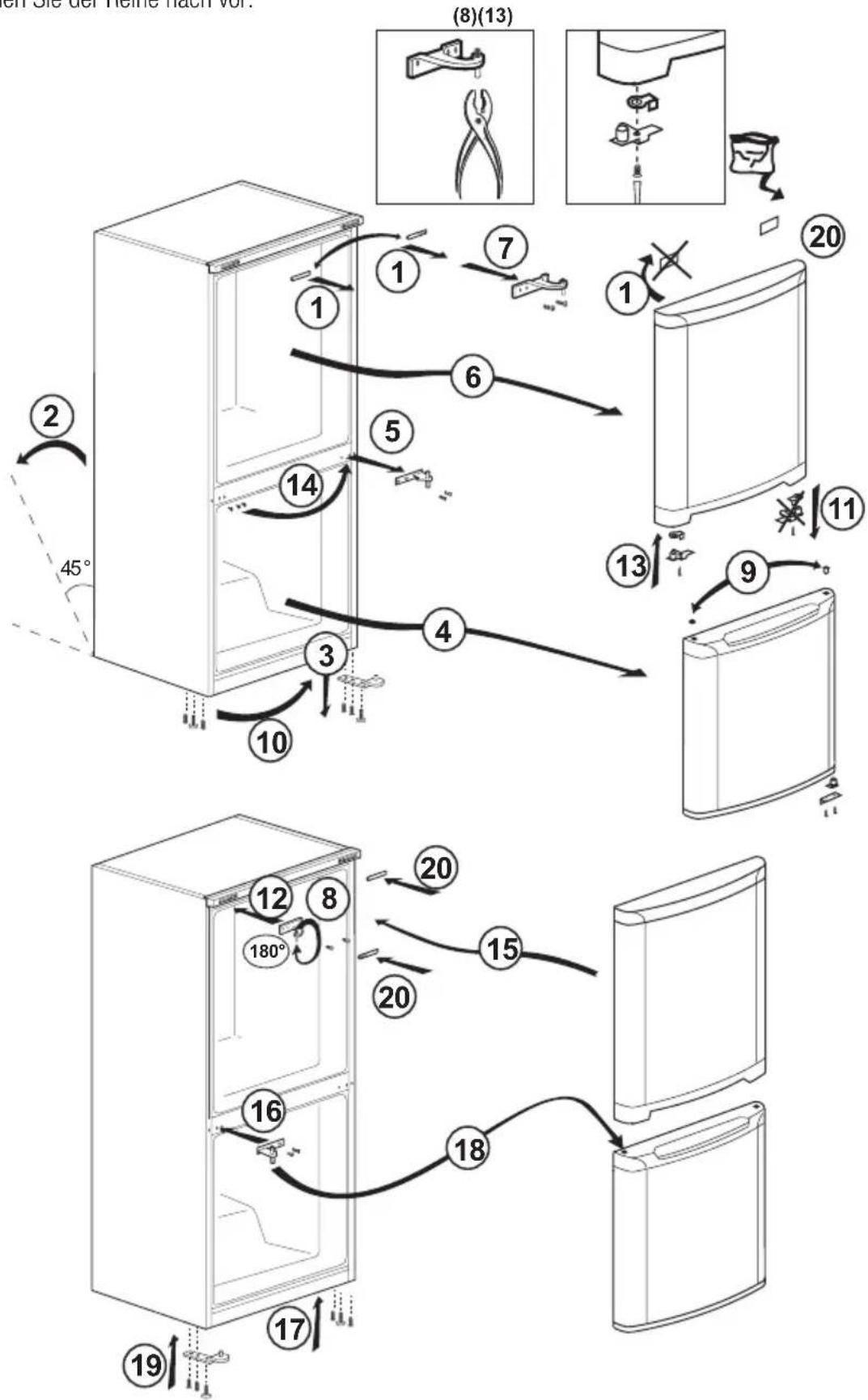 BEKO RCNE560E60ZXRN - Türanschlag umkehren - 1
