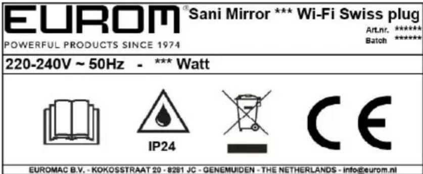 Eurom Sani 400 Mirror Wifi - Označení - 2