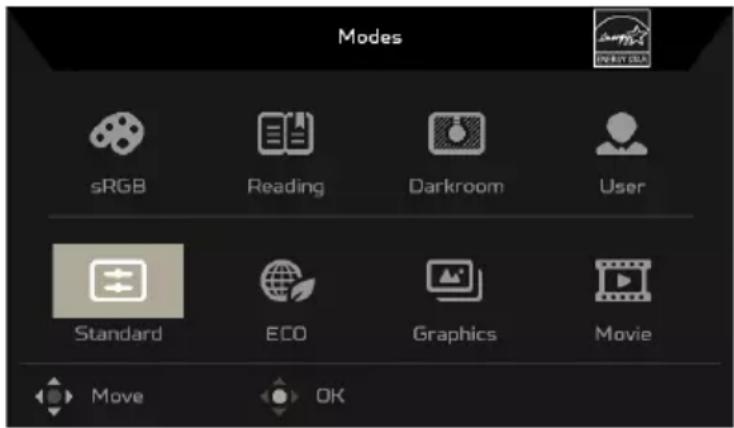 ACER BR247Y - Ajuster les Modes - 1