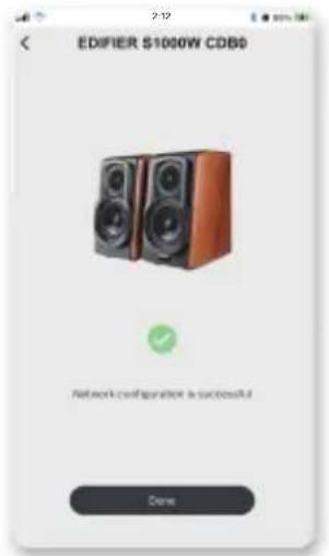 EDIFIER S1000W - Configuração de rede bem-sucedida - 1