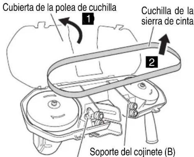 HiKOKI CB18DBL - Inspección de los rodillos guía de la cuchilla de la sierra de cinta y ajuste de separaciones (Fig. 17) - 2