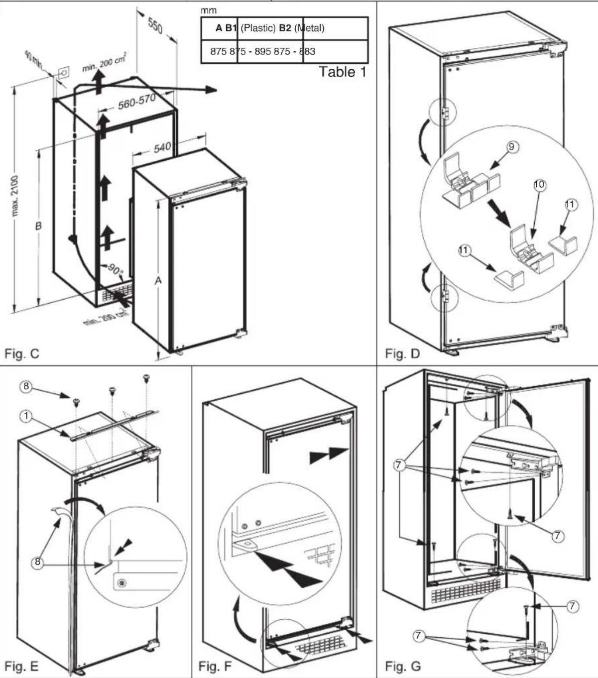 HOTPOINT H55RM 1110 W 1 - Installation instructions for product with Hettich hinges - 2