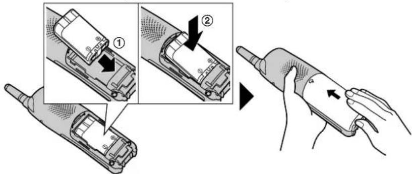 PANASONIC KX-TG2343 - Mise en place de la batterie dans le combiné - 1