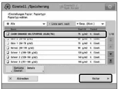 CANON imagePRESS C8000VP - ■ Wählen von Papiertypen aus der Datenbank Papier - 2