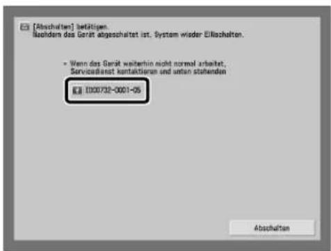 CANON imagePRESS C8000VP - Notieren Sie den Fehlercode. - 1