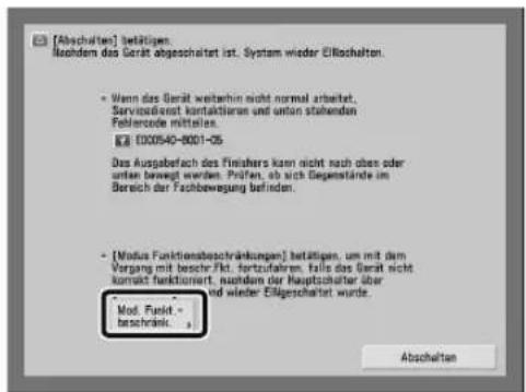 CANON imagePRESS C8000VP - Wenn eine Meldung unten in der Anzeige erscheint: - 2