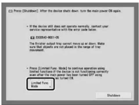CANON imagePRESS C8000VP - If a key for the Limited Functions mode is displayed: - 2