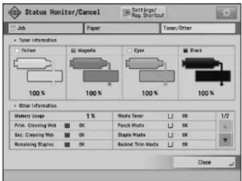 CANON imagePRESS C8000VP - [Toner/Other] screen - 1