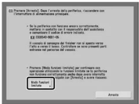 CANON imagePRESS C8000VP - Se viene visualizzato un tasto per il modo Funzioni limitate: - 1
