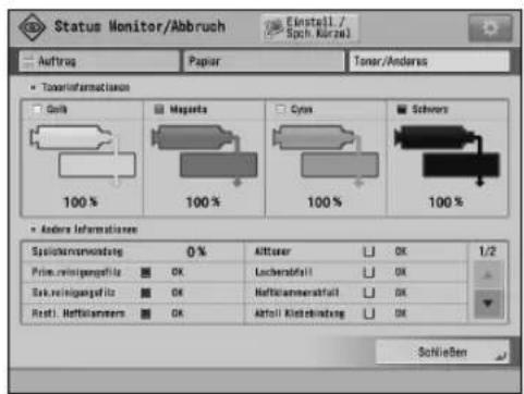CANON imagePRESS C8000VP - [Toner/Anderes]-Bildschirm - 1