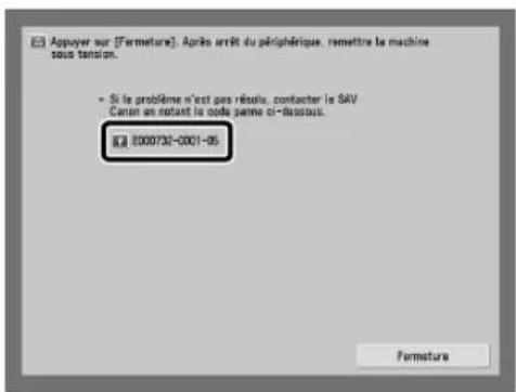 CANON imagePRESS C8000VP - Noter le code d'erreur. - 1