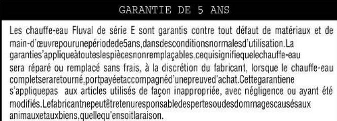 Fluval E100 - CARTE D'ENREGISTREMENT DE LA GARANTIE - 3