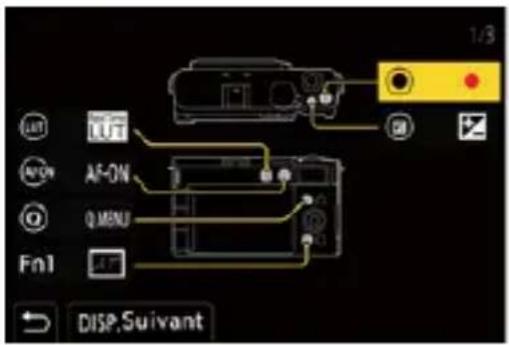 OUT AF-ON Q MENU Fn1 DISP,Suivant