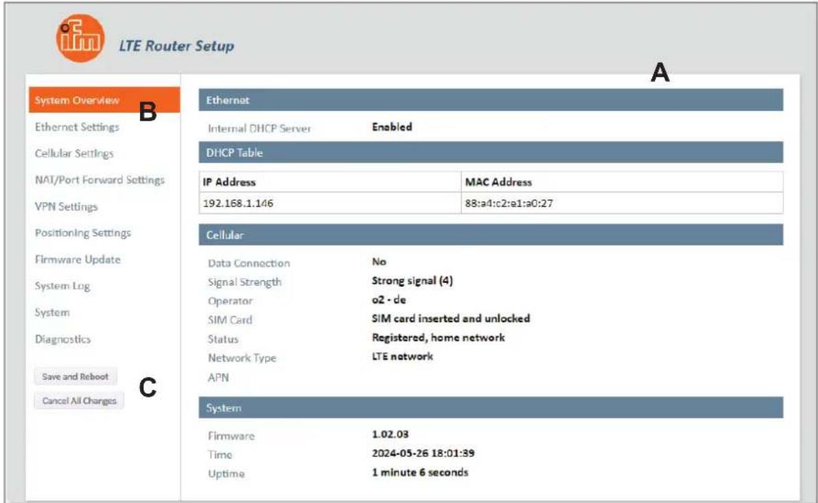 IFM AE9000 - Interface web : Aperçu - 1