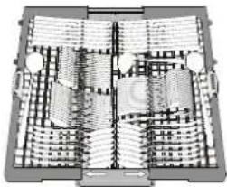 WHIRLPOOL W7F HP33 X - Knives and other utensils with sharp edges must be positioned with the blades facing downwards. - 1