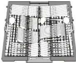 WHIRLPOOL W7F HP33 X - Les couteaux et autres ustensiles avec des bords tranchants doivent être placés dans le panier à couvert avec la pointe vers le bas. - 1