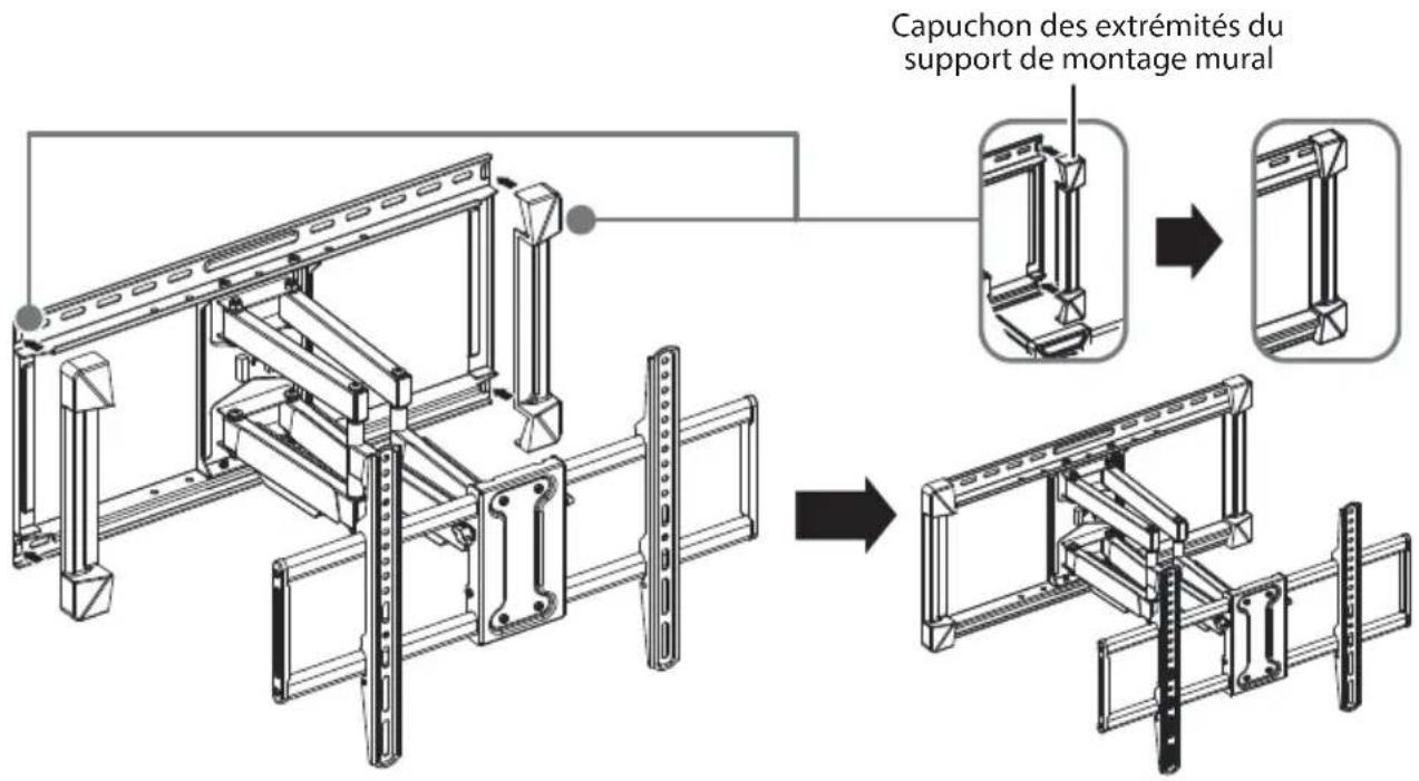 INSIGNIA NS-TVLFMB - ÉTAPE 6 – Installation des capuchons des extrémités du support de montage mural - 1