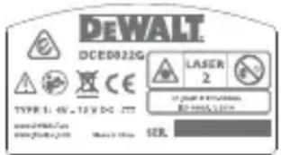 DEWALT DCE0822R - Étiquettes d'avertissement - 2