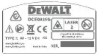 DEWALT DCE085G - Προειδοποιητικές ετικέτες - 4