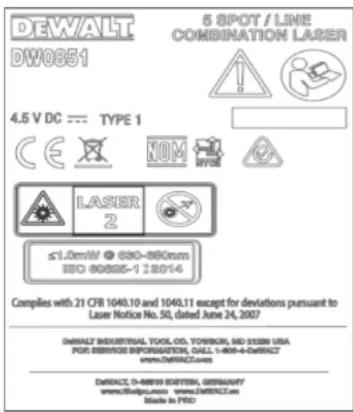 DEWALT DW0851 - ETIQUETTES D'AVERTISSEMENT - 1