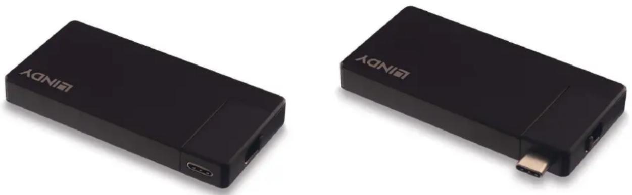 Lindy 43336 - DST-Micro, Micro Docking Station USB-C pour Laptop avec prise en charge 4K & charge 100W - 1