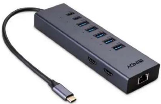 Lindy 43373 - Mini Docking Station para portátiles USB-C 2x HDMI 4K - 1