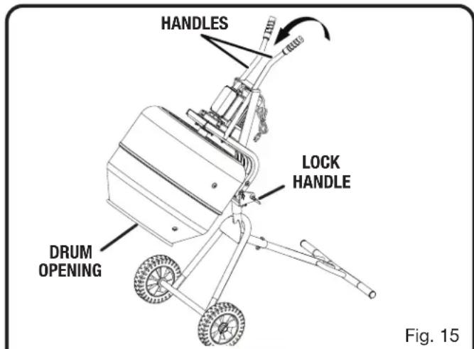 RYOBI RMX001 - To raise the drum opening: - 1