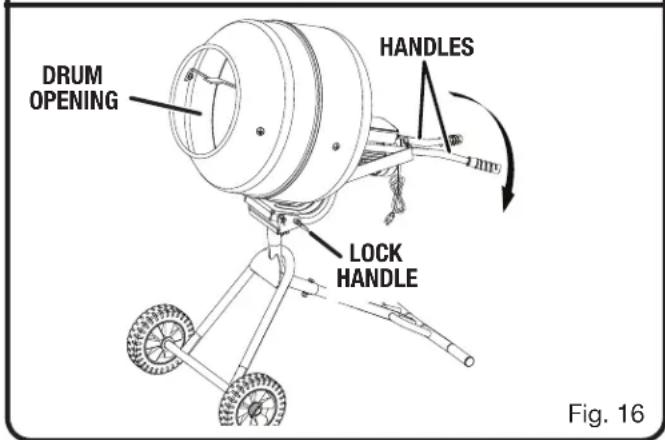 RYOBI RMX001 - To raise the drum opening: - 2