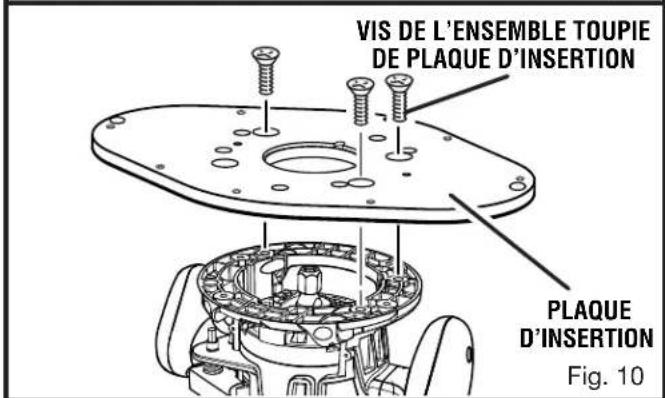 VIS DE L'ENSEMBLE TOUPIE DE PLAQUE D'INSERTION PLAQUE D'INSERTION Fig. 10
