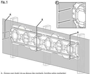 Fig. 1 A A A A - Screws over studs (vis au-dessus des montants, tornillos sobre montantes)