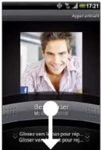 Appel entrant Beberputer M: 17:21 Glissez vers le pas pour rép... Glisser vers le pas pour rej...
