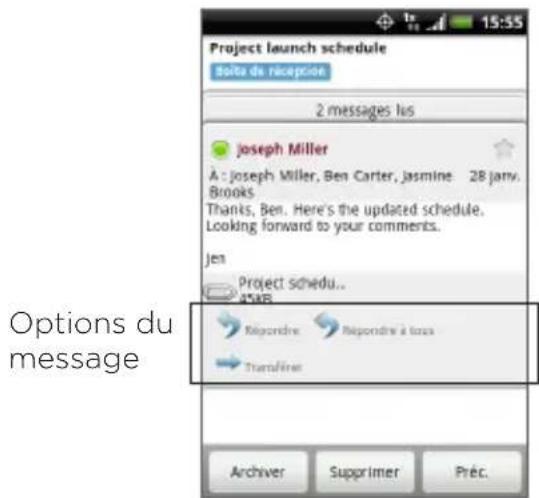Project launch schedule soite de réception 2 messages lus Joseph Miller À : Joseph Miller, Ben Carter, Jasmine 28 janv. Brooks Thanks, Ben. Here's the updated schedule. Looking forward to your comments. Jen Project schedu.. 45KB Répondre Répondre à l'aux Transfère Options du message Archiver Supprimer Préc.