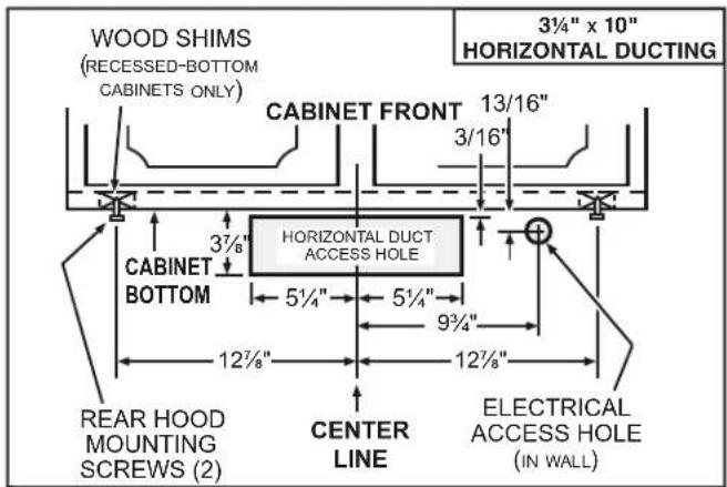 Venmar Bistro VBNDH130SS - Standard Installation (without EZ1 brackets) - 2