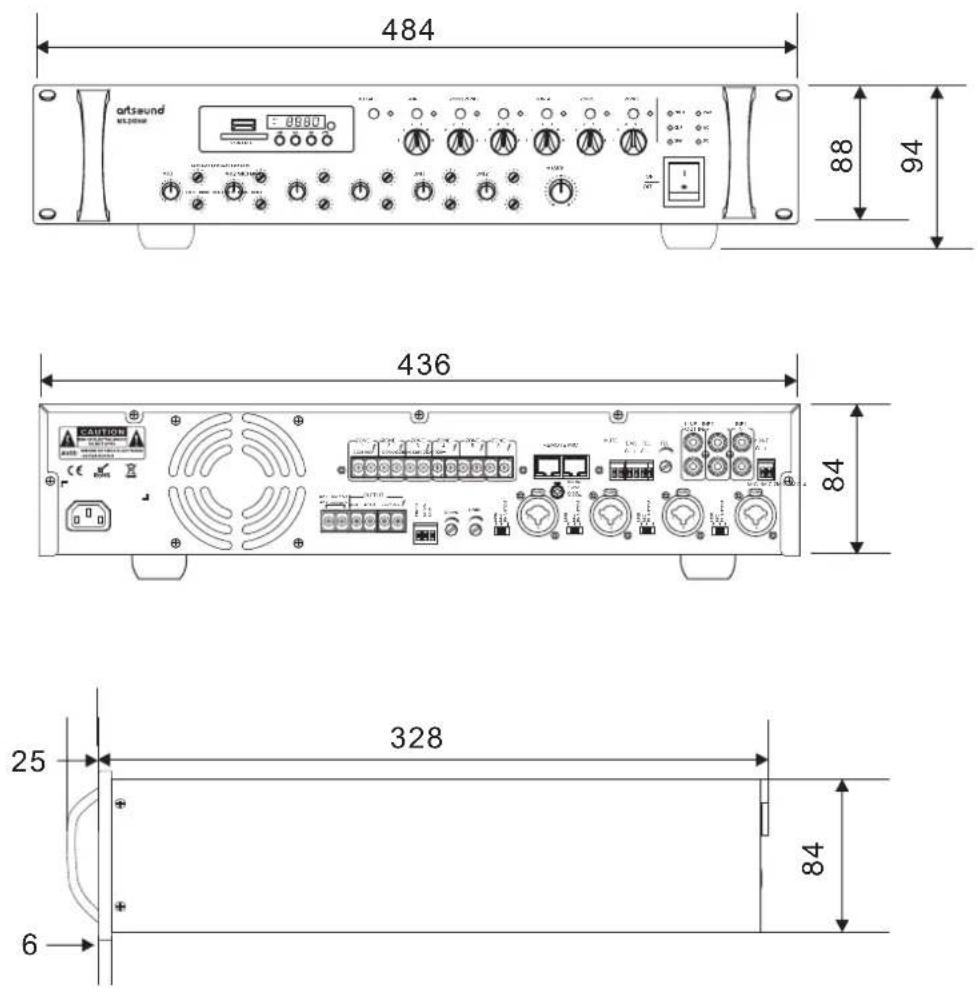 Artsound MX-5006M - Schéma dimensionnel. - 1
