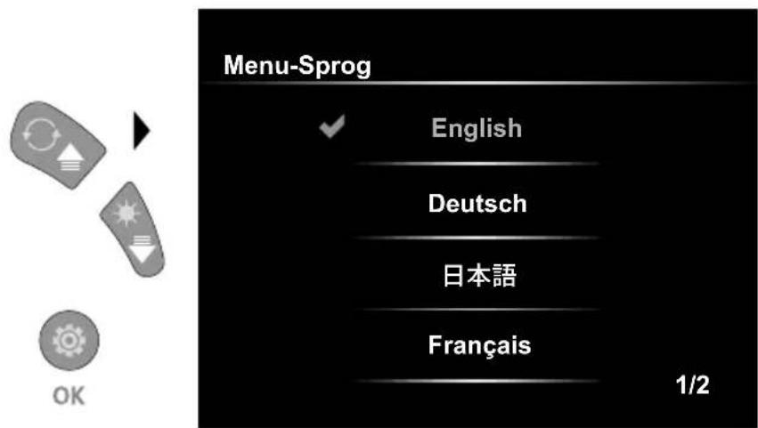 Laserliner VideoInspector 3DX - Indstillingsmodus: Skift sprog (EN, DE, JP, FR, IT, PT, ES, NL) - 1